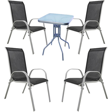 Bistrogarnitur 5-teilig Silbergrau/Schwarz-MMC33081+4xMMC330886-Silber