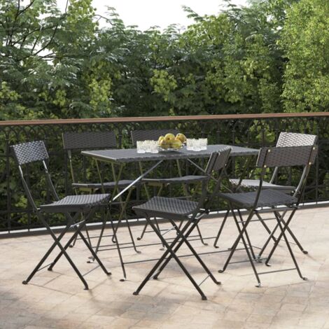 Bistrostühle 6 Stk. Klappbar Schwarz Poly Rattan und Stahl vidaXL