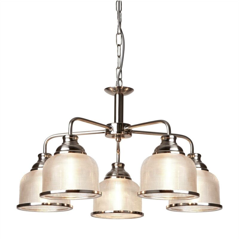 Searchlight - Bistro - 5 Light Multi Arm Ceiling Pendant Silver, White, E27