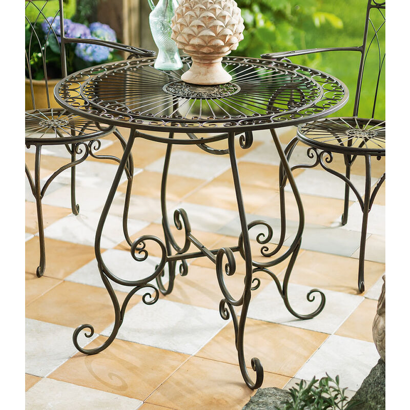 Frank Flechtwaren - Bistrotisch 'Flair' aus Metall, Antikoptik, Balkon & Gartentisch, Beistelltisch