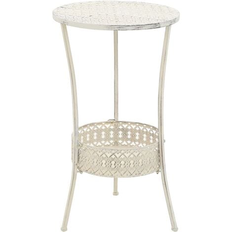 Bistrotisch Vintage-Stil Rund Metall 40 x 70 cm Weiß vidaXL