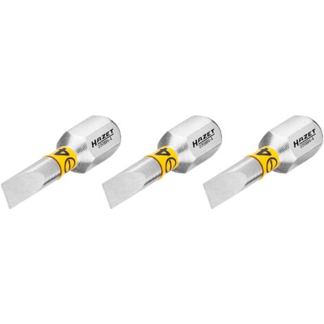 Bit 2208N-4/3 ∙ 1/4 Zoll (6,3 mm) Sechskant massiv ∙ Schlitz Profil ∙ 3-teilig ∙ SW 0,5 x 4 mm