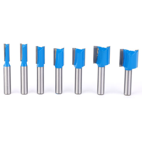 Bit de routeur à bois 7pc Double flûte droite en alliage YG8 Fraise 8mm fraise