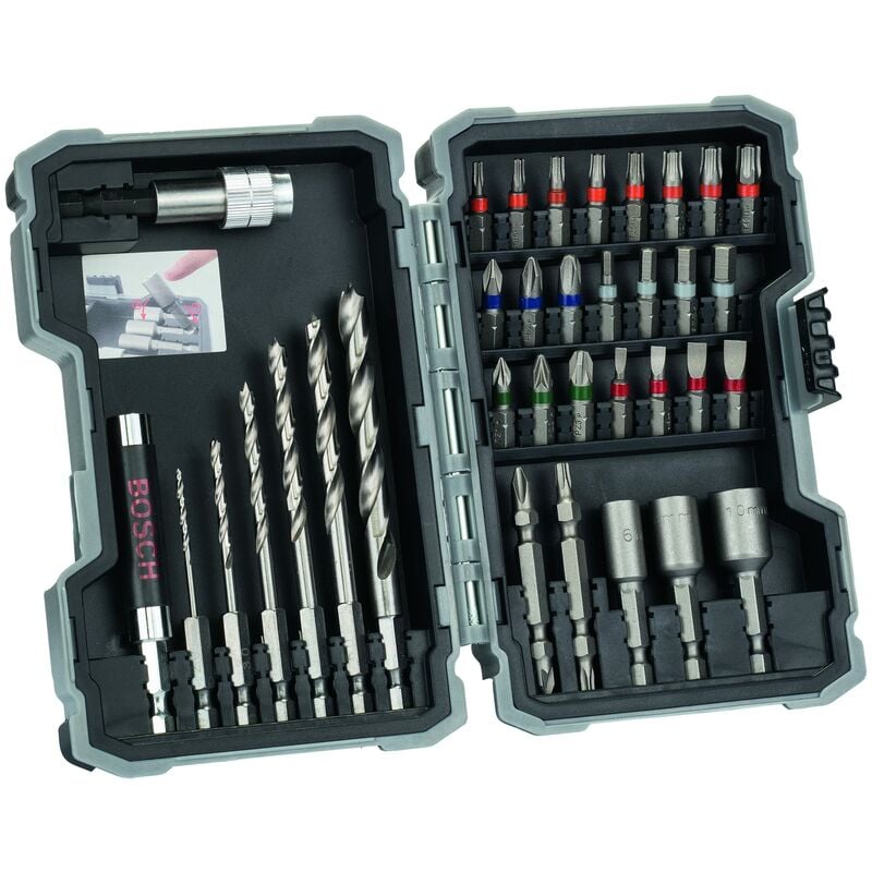 Bosch Set Di Punte Hss E Bit Di Avvitamento Extra Hard Ph, Pz, Hex, Th, S Bit, Accessori Trapani E Avvitatori, Nero, 35 Pezzi