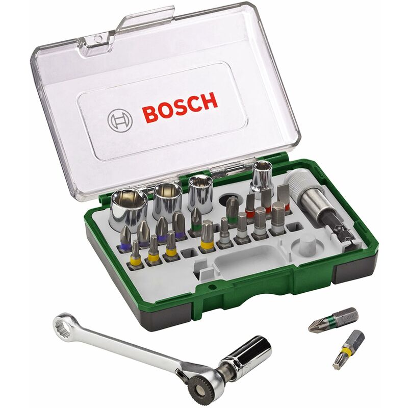 Image of Bosch Accessories Set da 27 pz. di bit avvitamento e cricchetti (bit PH, PZ, esagonali, T, S, accessori trapano cacciavite)