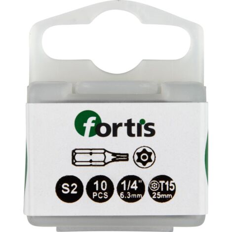 Bit zähhart 1/4" DIN3126 C6,3 T15x25mm mit Bohrung 10er Pack FORTIS