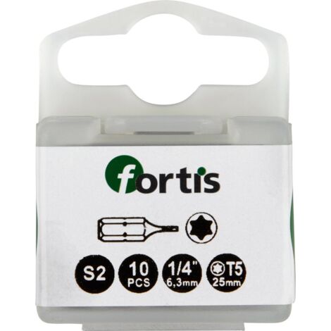 Bit zähhart 1/4" DIN3126 C6,3 T5x25mm 10er Pack FORTIS