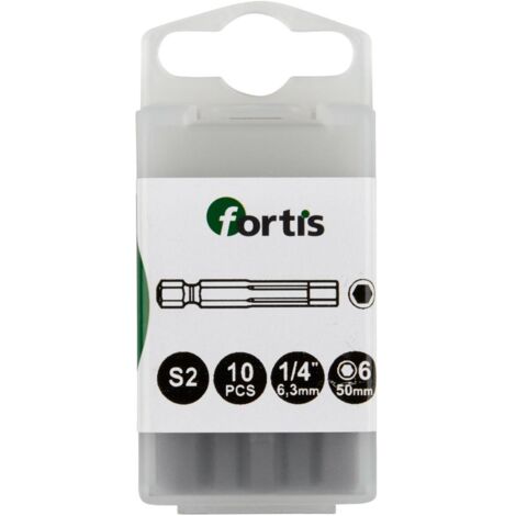 Bit zähhart 1/4" DIN3126 E6,3 Innensechskant 6x50mm 10er Pack FORTIS