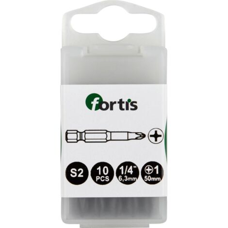 Bit zähhart 1/4" DIN3126 E6,3 PH1x50mm 10er Pack FORTIS