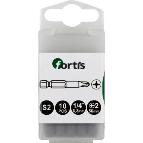 Bit zähhart 1/4" DIN3126 E6,3 PH2x50mm 10er Pack FORTIS