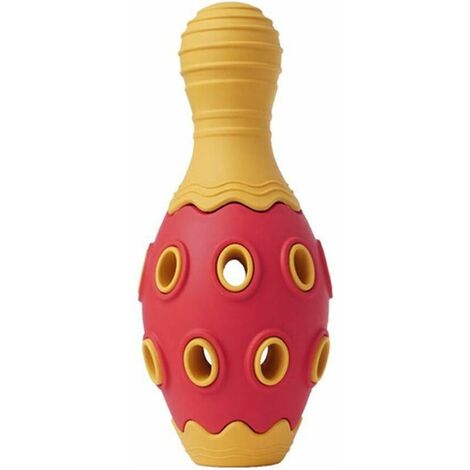 Biting Tooth Resistant Dog Toy with Beef Taste, Multifunctional Pet Voice Puzzle, Leaking Ball, Bowling Ball, Red-Orange Sound
