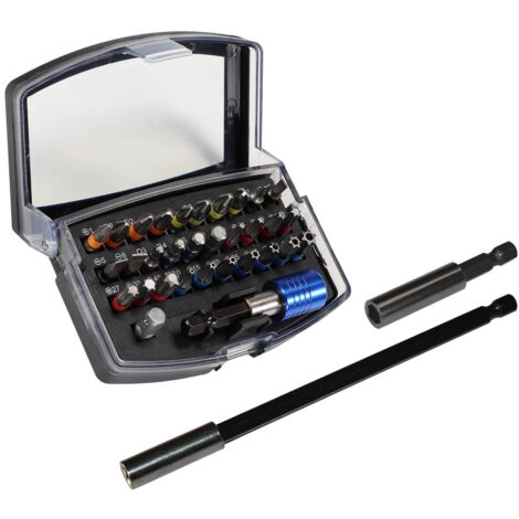 Bitsatz Box mit Gürtelclip Bits mit Magnet Bithalter 34 teiliges Set
