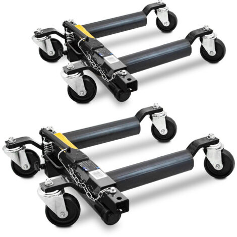 BITUXX 2 Stück PKW Rangierhilfe Rangierheber hydraulisch Wagenheber Auto Rangierroller Rangierheber belastbar bis 680 kg pro Rangierroller (Schwarz)