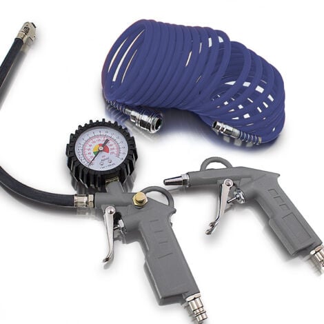 Bituxx® 3 tlg. Druckluft Zubehör Set für Kompressor Schlauch Reifendruck Ausblaspistole