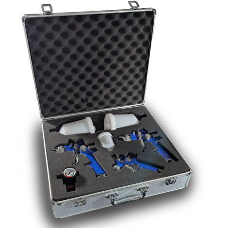 Bituxx 3er Set HVLP Lackierpistolen Druckluftpistole Spritzpistole Lack Farbe Druckminderer Spraypistole Farbsprühpistole