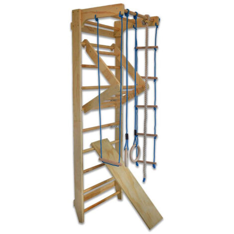 Sprossenwand Mit Klimmzugstange & Dip-Barren - 220 Cm Klettergerüst Für Home Gym