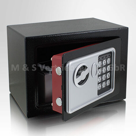 Bituxx Mini Tresor Zahlenschloss elektronisch Minisafe Wandtresor Wandsafe schwarz Safe Maße(B/H/T): 230mm x 170mm x 170mm Türstärke: 3 mm