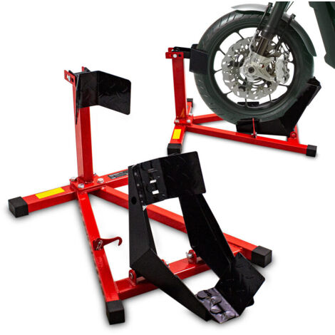 Bituxx Motorradwippe Motorrad Radwippe Montageständer vorne Motorradständer Transportständer Vorderrad Rot / Schwarz