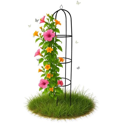 Bituxx Rosenturm Obelisk Rosenbogen Metall Rankbogen Gartenbogen Torbogen Rundbogen Rankhilfe Garten Rankgitter 195cm