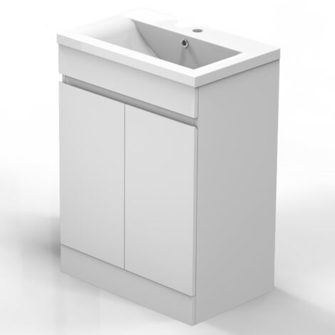 Biubiuabth Freestanding 600mm Bathroom Vanity Unit with Basin Sink Cabinet 2 Doors