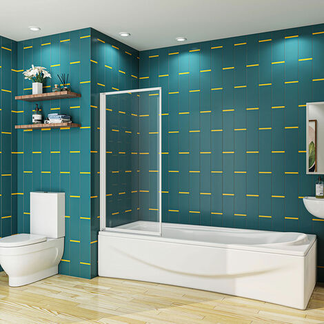 Biubiubath 1 Fold Folding Bath Shower Screen Panel 700x1400mm
