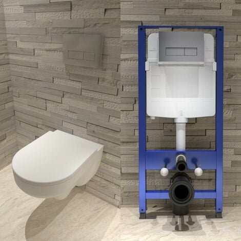 Biubiubath 1.14M Concealed Cistern Frame+Soft Close Seat+Rimless Wall Hung Toilet Set