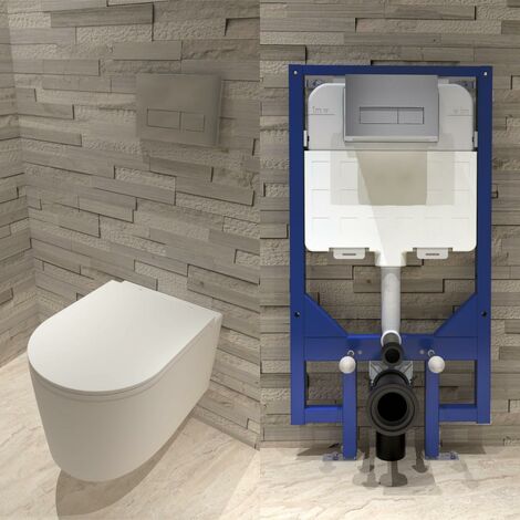 Biubiubath 1.14M Concealed Cistern Frame With Rimless Wall Hung Toilet Pan Set