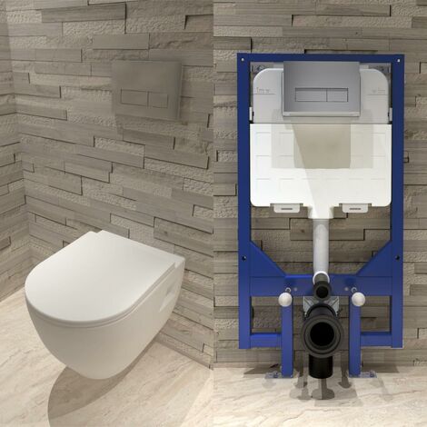Biubiubath 1.14M Concealed Cistern Frame With Wall Hung Toilet Pan Set