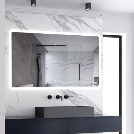 Biubiubath 1200 x 700mm Bluetooth Bathroom Mirror with  Shaver Socket, Adjustable Lights, Demister Pad