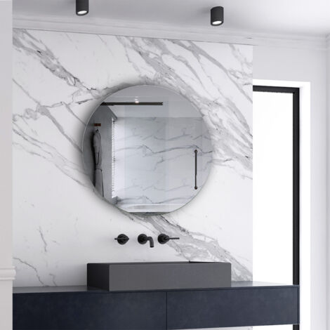 Biubiubath 50cm Round Bathroom Mirror Wall Mounted Mirror with HD Silver Glass Vertiacal IP44 Rated