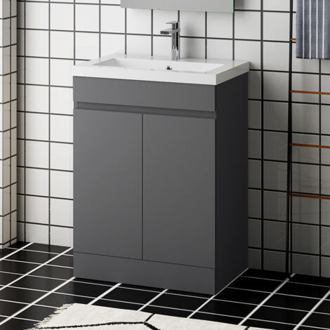 Biubiubath 600mm Bathroom Vanity Unit without Basin Gloss Grey 2 Doors
