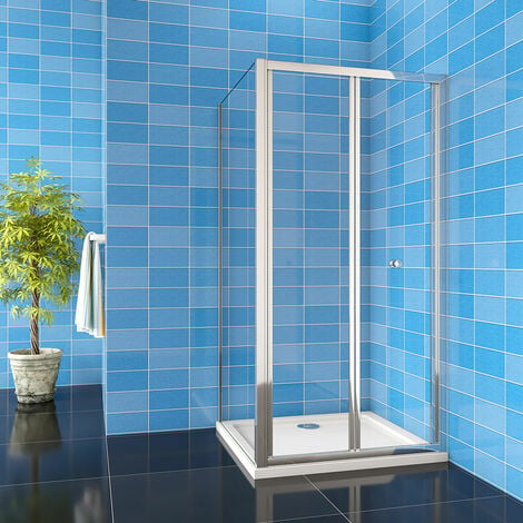 ACEZANBLE 700x700x1850mm Framed Bifold Shower Enclosure with 700x700mm Shower Tray