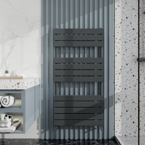 Biubiubath Anthracite Flat Panel Heated Towel Rail Bathroom Radiator 1200x600mm