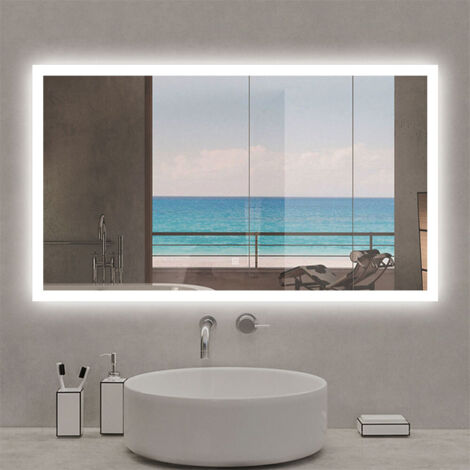 Biubiubath Bathroom LED Mirror 1200x700mm Illuminated Bathroom Mirror with Adjustable 3 LED Lights,Demister, Touch Sensor