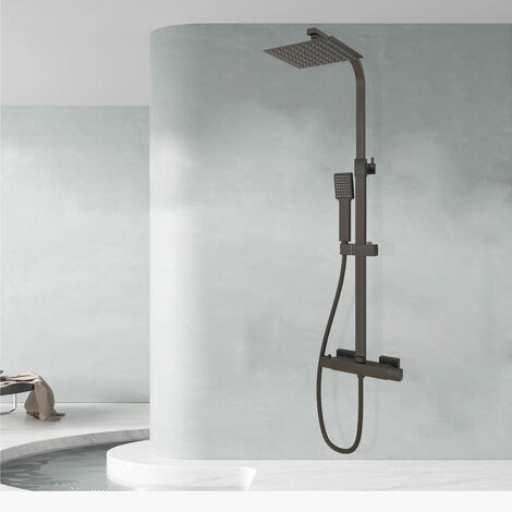 Biubiubath Bathroom Thermostatic Shower Mixer Square High Quality Matte Black Set Adjustable Anti Scald Set