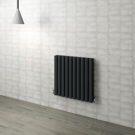 Biubiubath Black Oval Column Radiator Central Heating  Horizontal Double Desinger 600x590mm