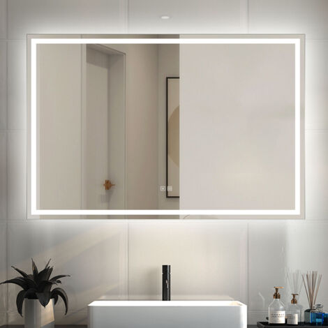 Biubiubath Bluetooth Bathroom LED Mirror with Shaver Socket 3 Lighting Modes 1400x800mm Smart Bathroom Mirror with LED Light Demister