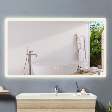 Biubiubath Bluetooth Bathroom Mirror 1400x800mm with Dimmable 3 Lights Demister Smart Memory Function Wall Mount