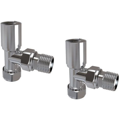 Biubiubath Chrome Manual Angled Heated Towel Rail Radiator Valve 15mm x 1/2"