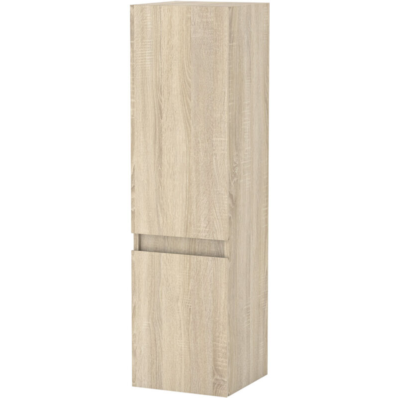 Biubiubath Colonne de Salle de Bain Haute + 2 Porte, Compartiment,30 x 30 x 110 cm Chêne