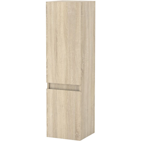 Biubiubath Colonne de Salle de Bain Haute + 2 Porte, Compartiment,30 x 30 x 110 cm Chêne