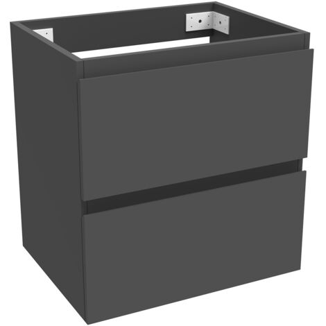 Biubiubath Ensemble de meuble Salle de Bain Anthracite 50cm, suspendu avec 2 tiroirs, sans compter vasque