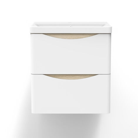 Biubiubath Ensemble de meuble Salle de Bain de Rangement + Tiroir, 49.5 x 34.5 x 50cm, Blanc，sans vasque