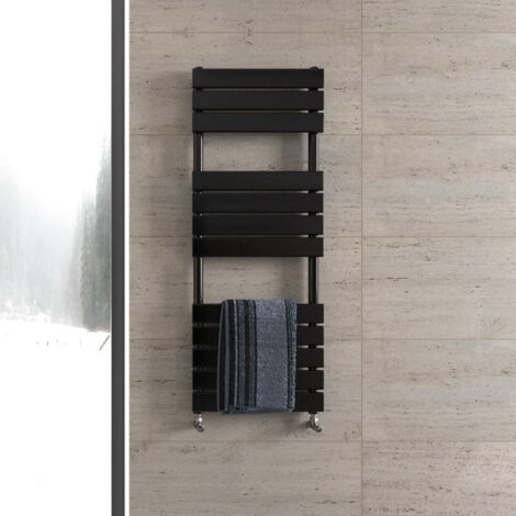 Biubiubath Flat Panel Towel Rail Radiator 1200x450mm Black