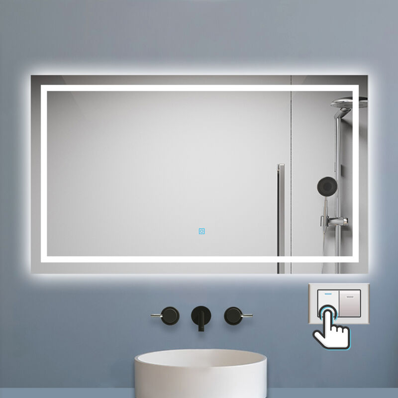 Biubiubath - Miroir de salle de bain 120x70cm Tri-color anti-buée led avec mémoire et lumière gradation