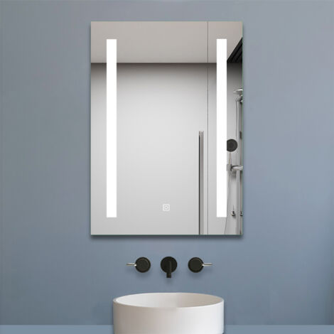 Biubiubath Miroir de salle de bain 80x60cm avec gradation infinie, anti-buée et mémoire, miroir mural
