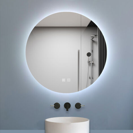 Biubiubath Miroir de salle de bain LED rond 100cm avec rétro-éclairage, Tricolore + Anti-Buée + Mémoire + Dimmable