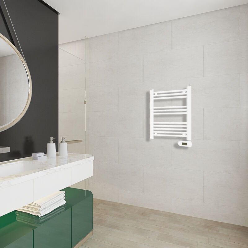 Biubiubath - Sèche-Serviette électrique blanc H65 x L41 cm, 200W avec Kit Montage Mural, Radiateurs de salle de bains