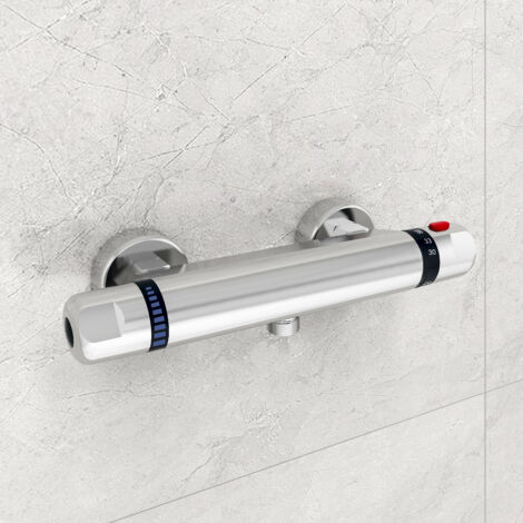 Biubiubath Thermostatic Exposed Bar Shower Mixer Valve Tap Chrome Top 1/2" Outlet