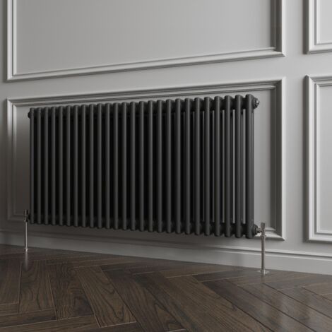 Biubiubath Traditional Cast Iron Style Radiator Horizontal 2 Column Black 600x1190mm